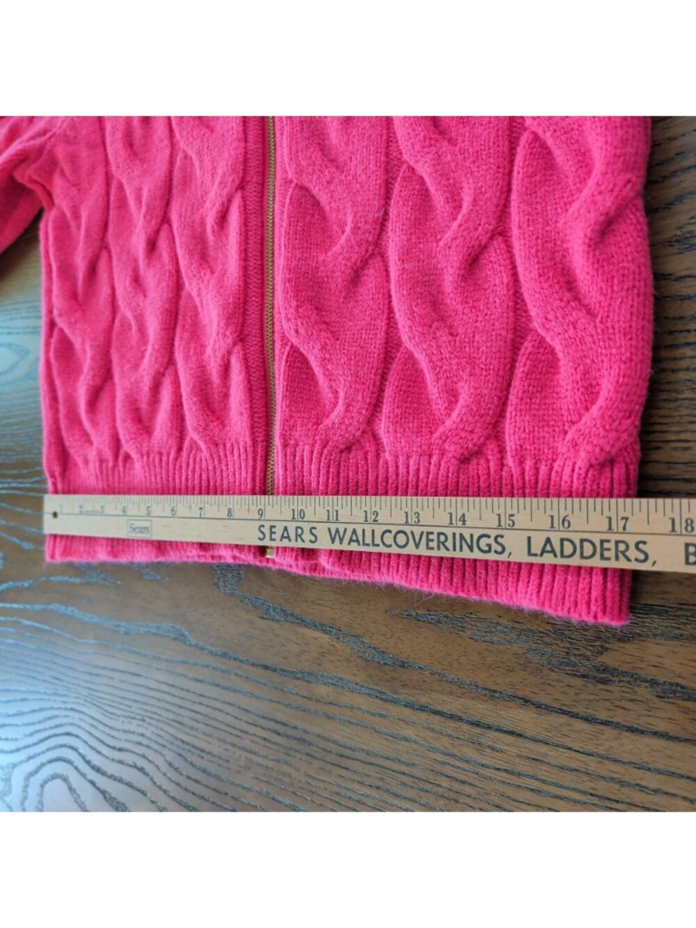 Talbots Women M Pink Cable Knit Full Zip Sweater Cardigan Zip Up Preppy Luxe Cor - Picture 14 of 16
